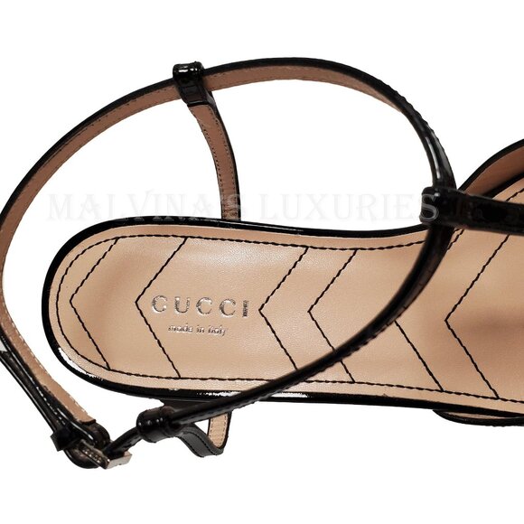 GUCCI SHOES T-STRAP BLACK LEATHER BALLET FLATS w DOUBLE G LOGO sz 39 9 - Picture 12 of 16